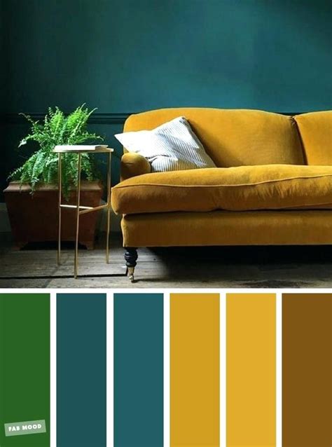 Colours that match with gold. mustard yellow color schemes teal the best living room ...