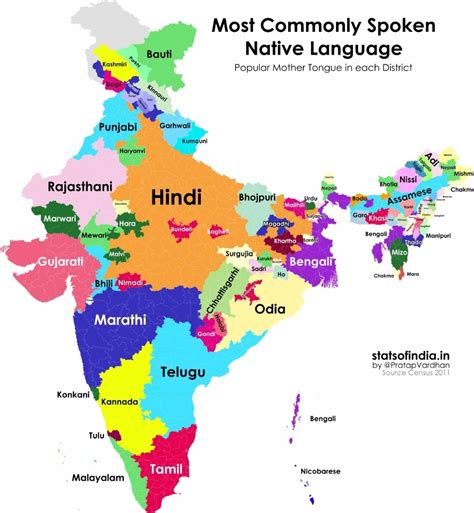 A Map That Shows The Most Commonly Spoken Language By District