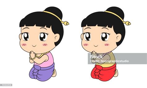 可愛的泰國女孩卡通向量 向量插圖及更多 人 圖片 900540938 Istock