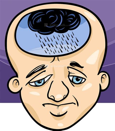 Cartoon Concept Illustration Of Sad Man In Depression Indivstock