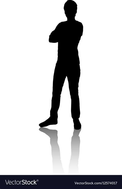 Silhouette Of A Man Who Stands The Crossed His Vector Image