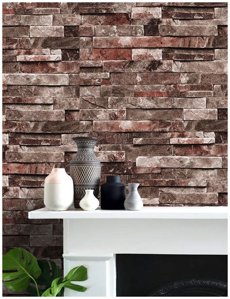 Haokhome 91063 1 Peel And Stick Faux Brick Wallpaper 177x 98ft Brown