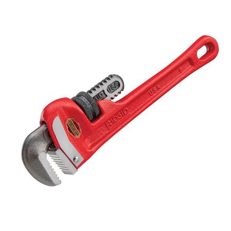 Ridgid 8 In Straight Pipe Wrench For Heavy Duty Plumbing Sturdy