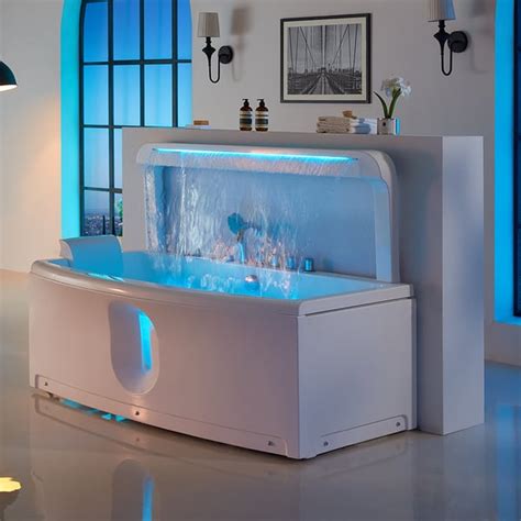 1700mm Acrylic Led Waterfall Rectangular Whirlpool Water Massage Bath With Bath Filler Homary Uk