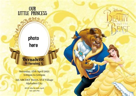 Copy Of Beauty And The Beast Birthday Invitation Postermywall