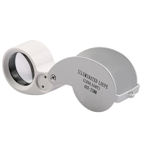 Magnifying Glass 40x25mm Portable Folding Magnifier Loupe Illuminated Magnifier Jewelry Coins