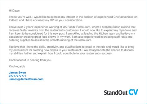 3 Winning Chef Cover Letter Examples Get Noticed