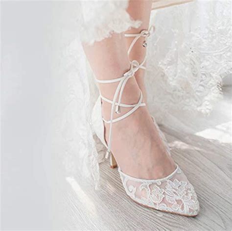 Erijunor E2374 Ivory Lace Mesh Satin Bridal Wedding Shoes For Women