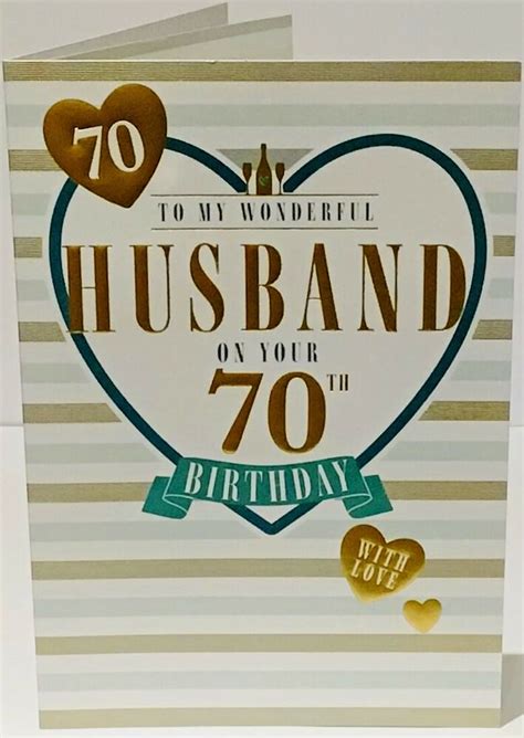 70th Husband Birthday Card Age 70 9 X 625 Inches Words And Wishes Wordsandwishes Bi