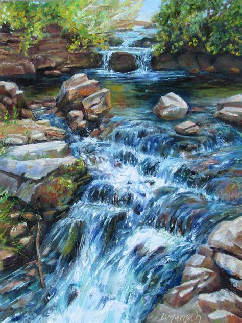 Donna Munsch Fine Art Original Oil Painting Rushing Water Drop