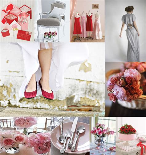 Red Pink And Gray Wedding Inspiration Board