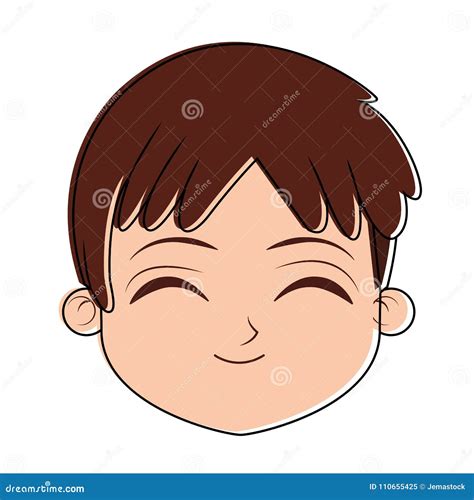 Cute Boy Face Cartoon Stock Vector Illustration Of Smile 110655425