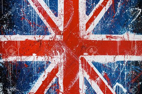Painted Concrete Wall With Graffiti Of British Flag Grunge Flag Of