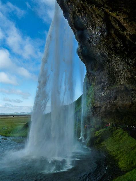 Seljalandsfoss Waterfall From Inside Iceland Waterfall
