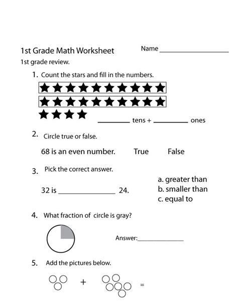 Free Math Worksheets For Grade 1 First Grade Math Worksheets Free