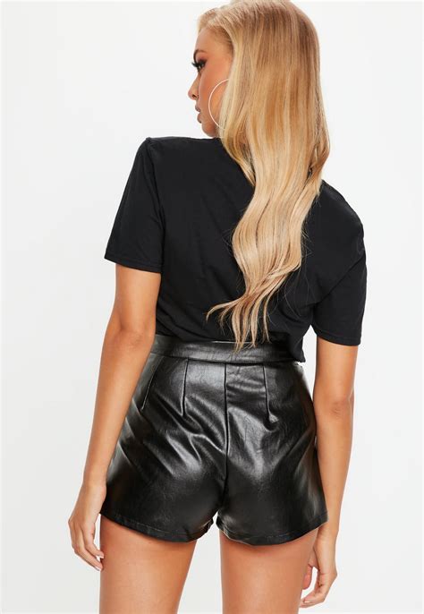 Black Faux Leather Shorts Missguided Leather Shorts Summer Work