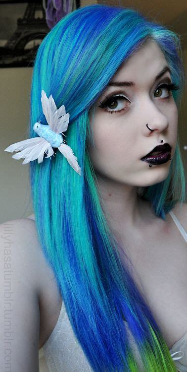 You'll receive email and feed alerts when new items arrive. pretty blue, light blue, and green dyed hair | Green hair ...