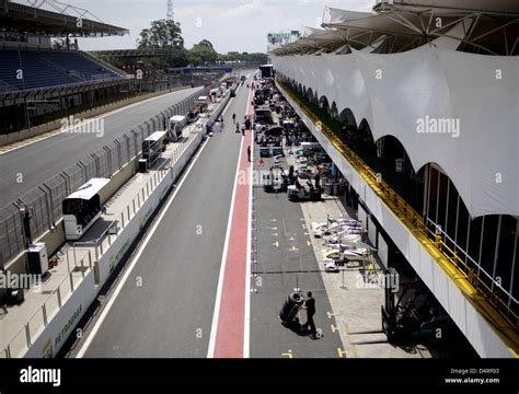 General View Of The Pit Lane At The Race Track In Interlagos Near Sao