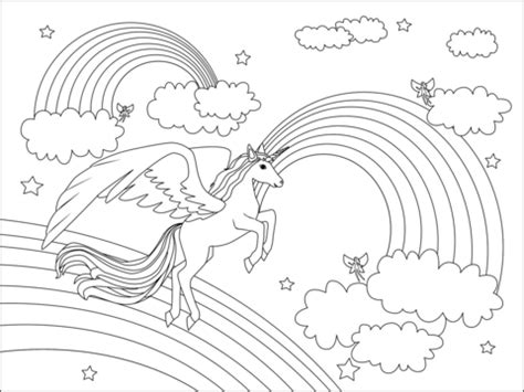 Easy Unicorn Rainbow Coloring Pages