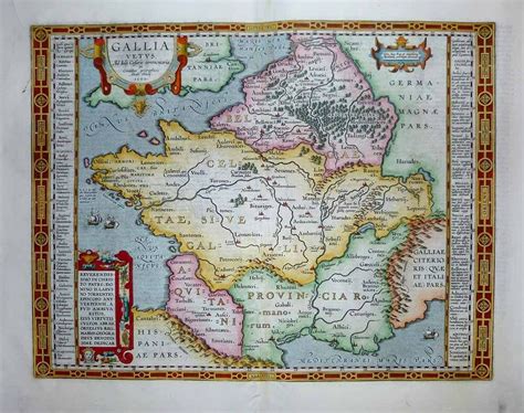 1603 Ortelius Map Ancient Gaul France Of Julius Caesar Scholarly