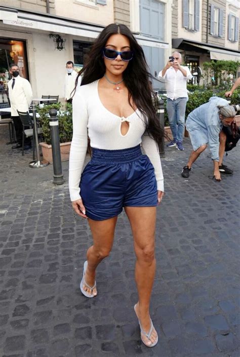 kim kardashian in a blue shorts goes shopping in rome 06 27 2021