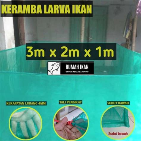 Promo Hapa Jaring Apung Keramba Ikan Ukuran 3X2X1 Karamba Larva Burayak