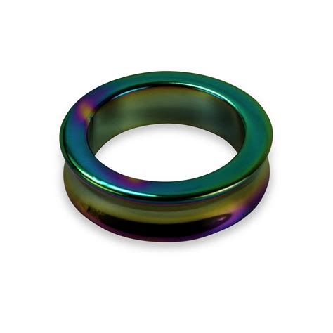 Leluv Eyro Imperator Cock Ring Stainless Steel Concave Edge Rainbow Plasma Coated Rainbow Id