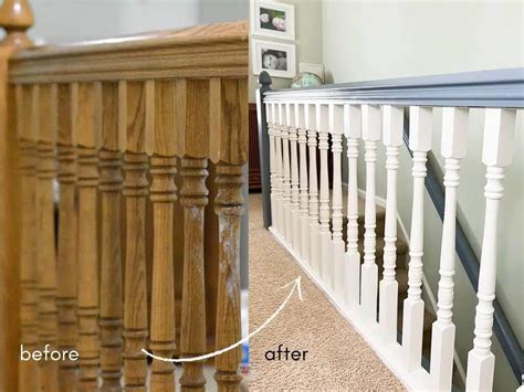 How To Paint A Stair Railing And Banister To Update That Oak The Diy Nuts