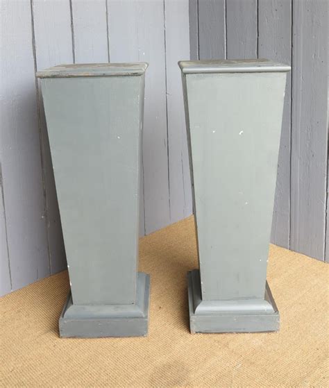 Pair Of Grey Antique Wooden Plinths