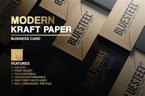 Each business card is fully customizable and come in a well organized.psd file (photoshop). Modern Kraft Paper Business Card ~ Business Card Templates ...