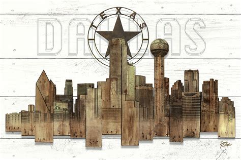 Made To Order Dallas Texas Skyline Wall Art Mixed Media By Doug Kreuger