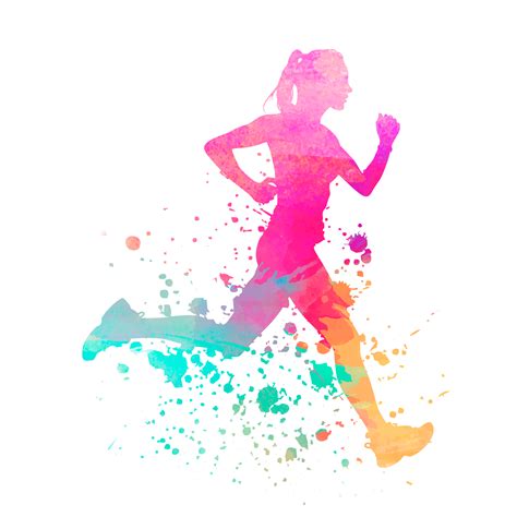 silhouette girl running png female runner sublimation design silhouette watercolor marathon