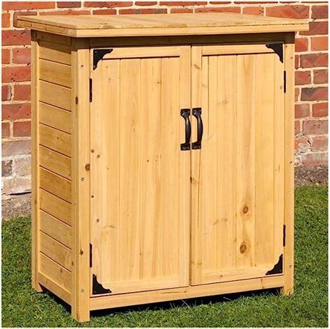 Cravog Wooden Garden Storage Box Outdoor Cupboard Cedar Top Small Shed