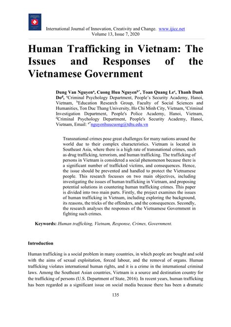 pdf human trafficking in vietnam the issues and responses of the vietnamese government