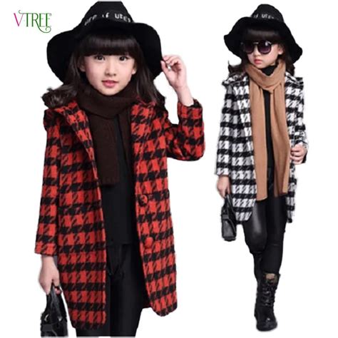 New Autumn Winter Teenage Girls Outwear Plaid Woolen Jacket Coat For