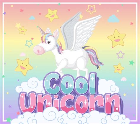 Premium Vector Cute Unicorn Banner On Pastel Background Color
