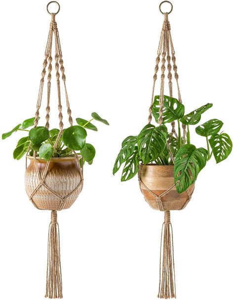 2 Pack Macrame Plant Hangers Indoor Hanging Planter Basket Decorative