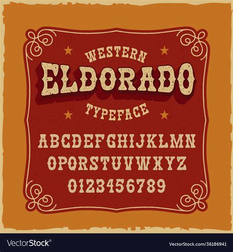 A Vintage Serif Font In Western Style Royalty Free Vector