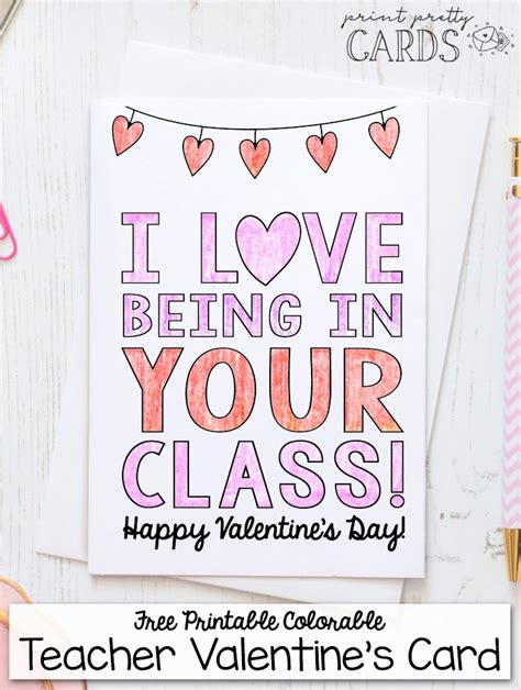 Printable Valentines Card For Teacher Print Pretty Cards
