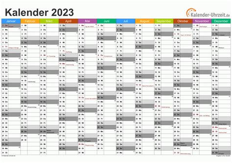Kalender 2023 Mit Excel Pdf Word Vorlagen Feiertagen Ferien Kw Riset