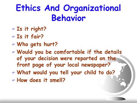 Ppt Learning About Organizational Behavior Ethics And Organizational