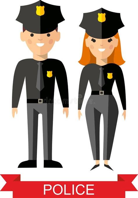 Set Of Vector Police Peoples Policeman And Police Woman Stock Vector Illustration Of Office