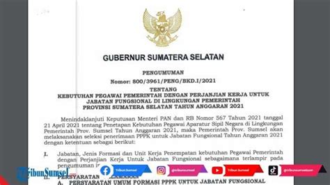 Download Formasi Penerimaan Cpns 2021 Pemprov Sumsel Sumatera Selatan