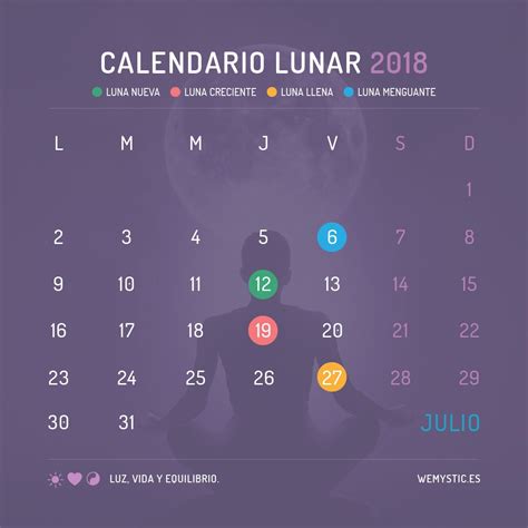 Calendario Lunar De Julio Fases Y Movimientos Wemystic