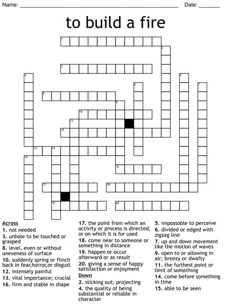 To Build A Fire Crossword Wordmint