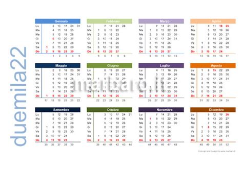 Calendario 2022 Da Stampare Con Le Festività Scarica Il Pdf