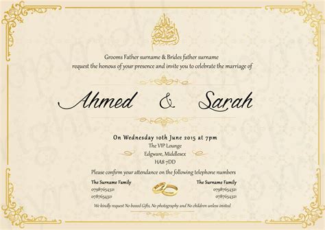 Digital Gold Islamic Wedding Invitation Nikah Walima Mehndi Muslim