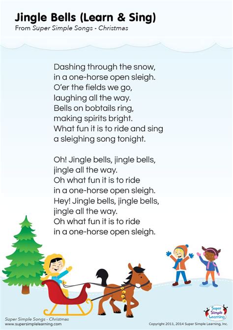 A member of the stands4 network. Lyrics poster for "Jingle Bells" Christmas song from Super Simple Learning. #kidsson ...
