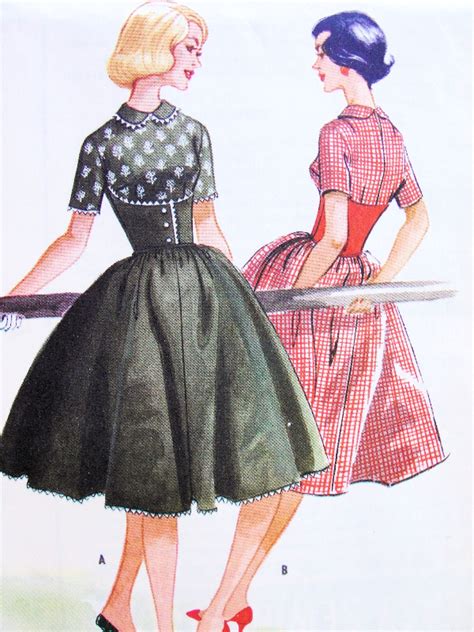 1950s Mccalls Pattern 5147 Corset Style Midriff Rockabilly Dress Full