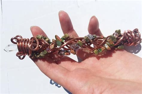 Wire Wrapped Wand In Solid Copper Featuring Quartz Crystal Etsy